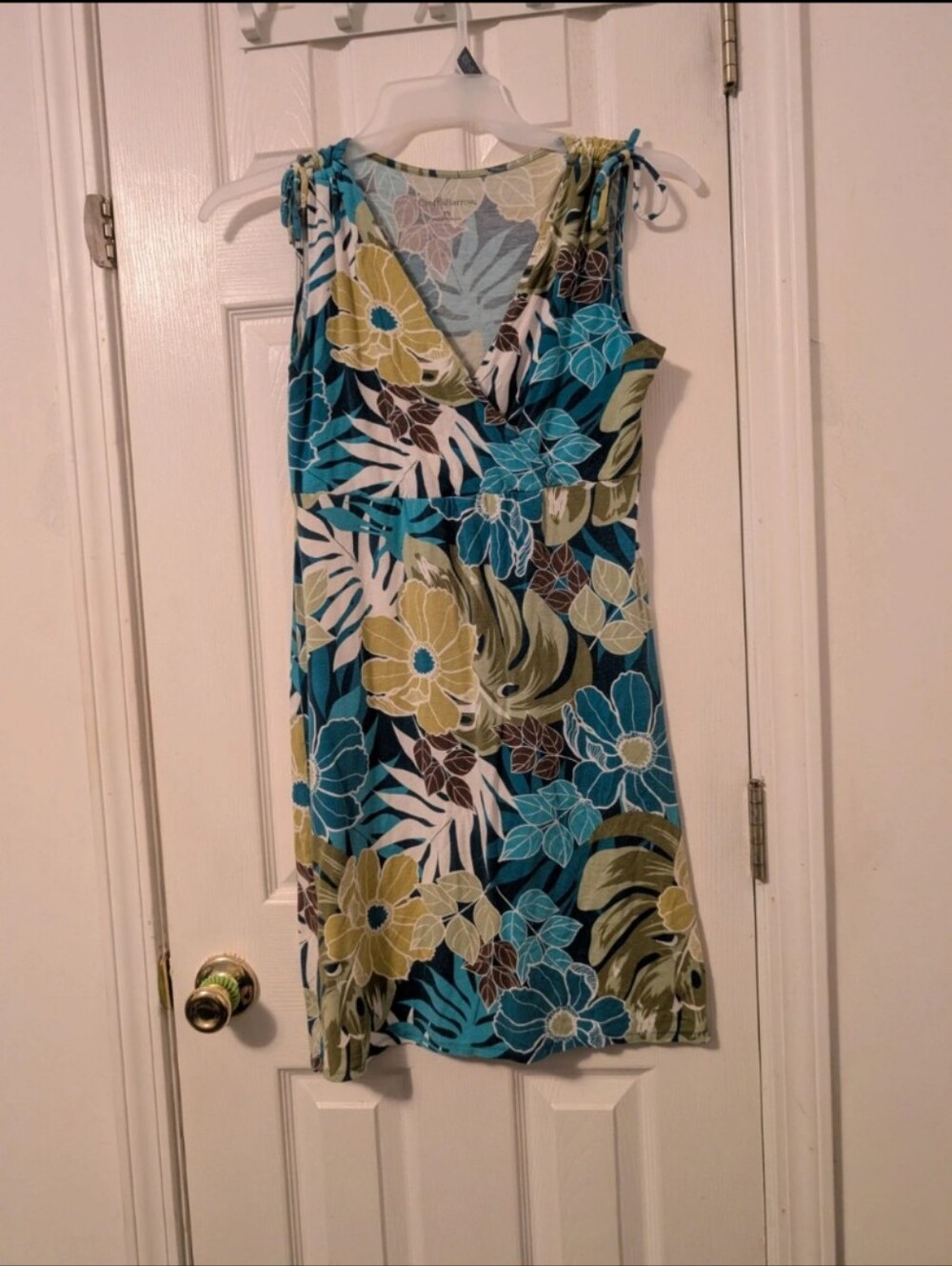 Croft & Barrow Petite Small Blue Tropical Floral Faux Wrap Dress PS - Picture 2 of 6